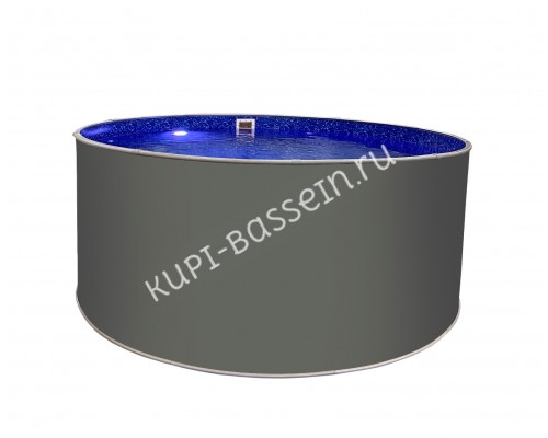 Бассейн круглый Гигабасс 4,00 х 1,50 платина RAL7024 с каркасом и скиммером Бассейн круглый Гигабасс 4,00 х 1,50 платина RAL7024 с каркасом и скиммером