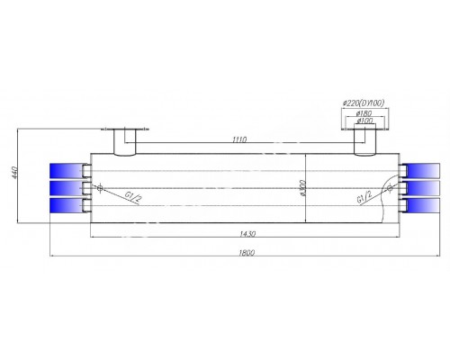 Ультрафиолетовая установка УФУ-100 для бассейна, 100 м3/ч, AISI-321