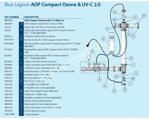 Ультрафиолетовая установка с озонатором Blue Lagoon Ozone UV-C 75000 для бассейна Ультрафиолетовая установка с озонатором Blue Lagoon Ozone UV-C 75000 для бассейна