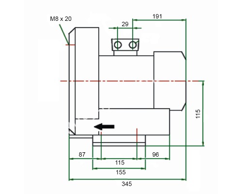 Компрессор HPE 1,50 кВт, 210 м³/ч, 2, 220V для бассейна