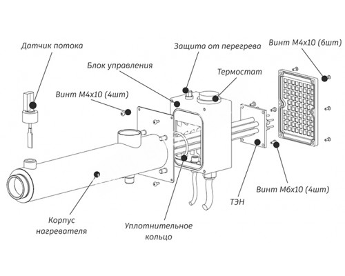 Водонагреватель 15кВт для бассейна Россия корпус AISI-304, тэн AISI-304 Водонагреватель 15кВт для бассейна Россия корпус AISI-304, тэн AISI-304
