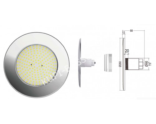 Светильник N861, LED, белый хол., встраиваемый для бассейна, 35Вт Светильник N861, LED, белый хол., встраиваемый для бассейна, 35Вт