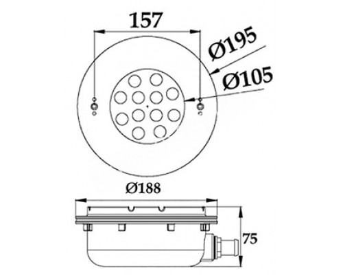 Светильник N606C LED RGB 2 пр. встраиваемый для бассейна AISI-316 Светильник N606C LED RGB 2 пр. встраиваемый для бассейна AISI-316