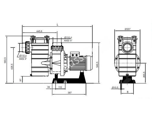 Насос Kripsol KAN-760 T2.B для бассейна, с префильтром, 122 м³/ч, 7.0 кВт Насос Kripsol KAN-760 T2.B для бассейна, с префильтром, 122 м³/ч, 7.0 кВт