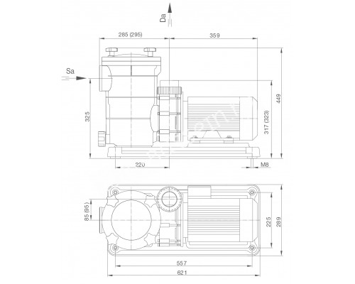 Насос BADU FA21-60/45 с префильтром для бассейна, 45 м³/ч, 380В Насос BADU FA21-60/45 с префильтром для бассейна, 45 м³/ч, 380В