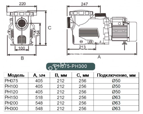 Насос POOL KING PH075 (7,0 м3/час, 220В) для бассейна Насос POOL KING PH075 (7,0 м3/час, 220В) для бассейна