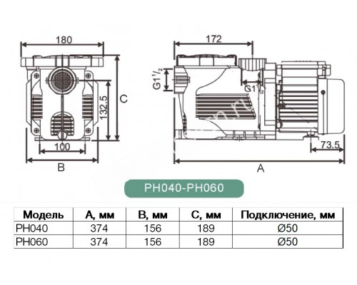 Насос POOL KING PH060 (4,6 м3/час, 220В) для бассейна Насос POOL KING PH060 (4,6 м3/час, 220В) для бассейна