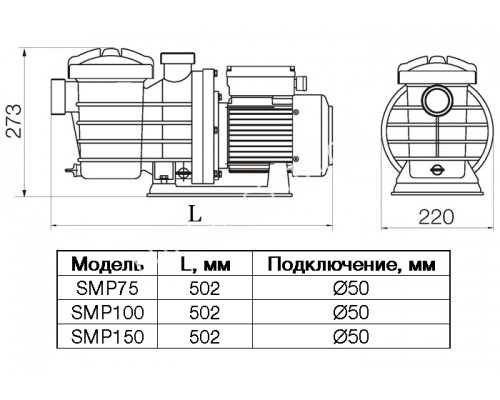 Насос SMP150 с префильтром для бассейна, 17м³/час, 220В Насос SMP150 с префильтром для бассейна, 17м³/час, 220В
