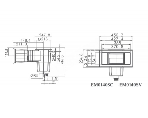 Скиммер (универсал) Emaux EM0140-SV (88152712/91601014) для бассейна