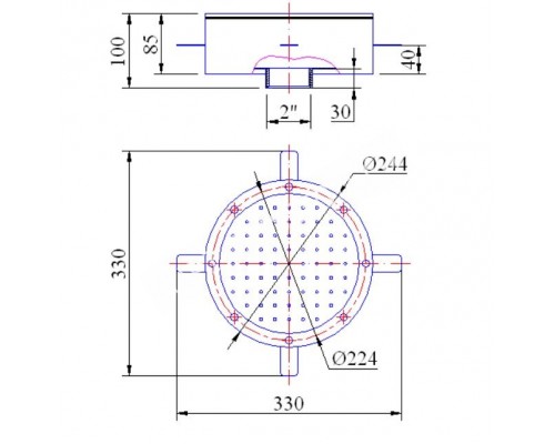 Плато аэромассажное из нерж. стали (универ.круг) M.G 240-2"Н KR