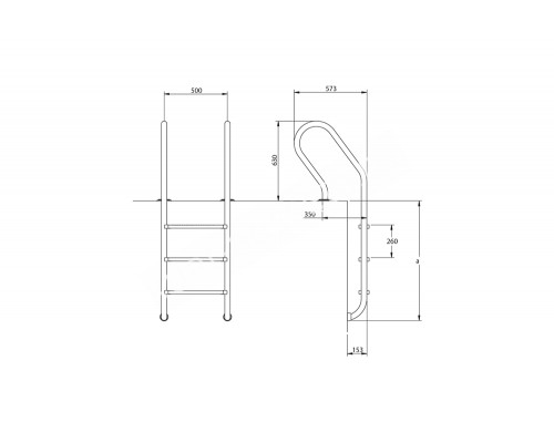 Лестница 2 ступени (у.б.) Kripsol MIXED/MIXTA (MXI 2.C) для бассейна