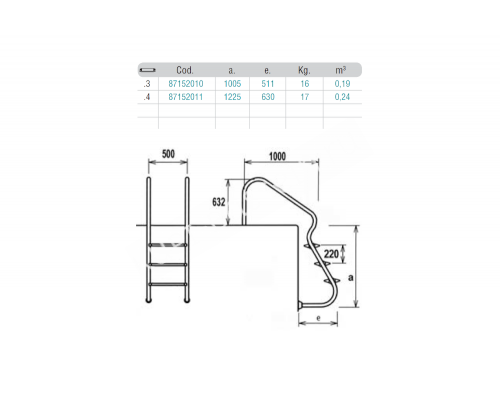 Лестница 4 ступени (ш.б.) Flexinox EASY ACCESS (87152011) для бассейна