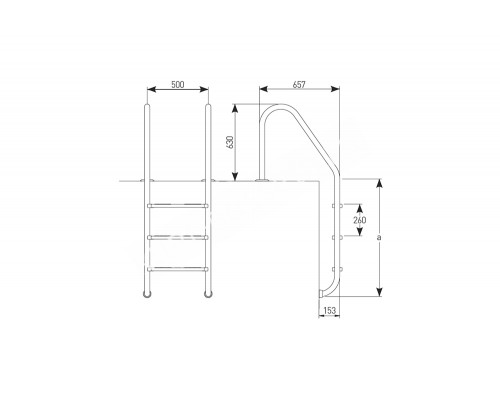 Лестница 4 ступени (ш.б.) Kripsol STANDARD/ESTANDAR (PI 4.C) для бассейна