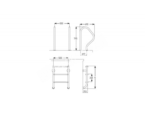 Лестница 3 ступени Kripsol TWO-PART/DOS PIEZAS (DPI 3.C) для бассейна