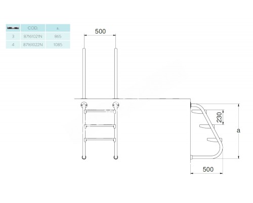 Лестница без поручней 3 ступени Flexinox EASY ACCESS AISI-316 для бассейна