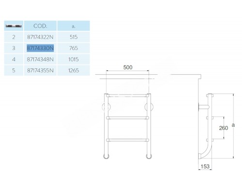 Лестница без поручней 4 ступени Flexinox ESC PT AISI-316 для бассейна