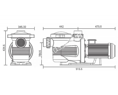 Насос 4 кВт 380В 75 м3/ч h 10 м в.ст. Ultra-Power Emaux для бассейна