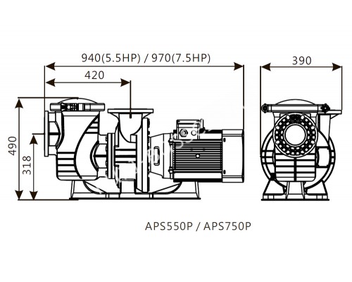 Насос (4 кВт 380В) Emaux APS550P 9023901 для бассейна