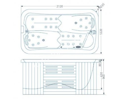 Гидромассажный бассейн IQUE Capri 2100-CDL-BP (WiFi) (212х112х74 см)