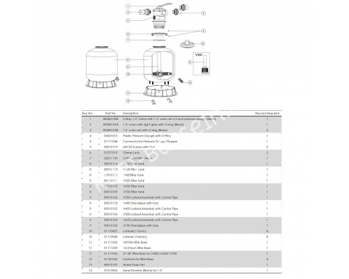 Фильтр Aquaviva V500 (11 м3/ч, D535) для бассейна