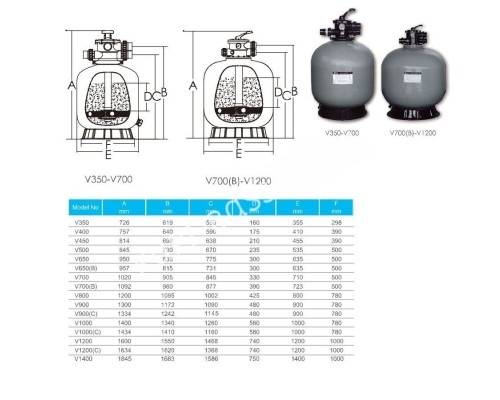 Фильтр Aquaviva V800 (24 м3/ч, D800) для бассейна