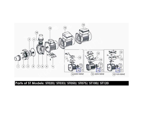 Крыльчатка вентилятора насоса Aquaviva SD/SQ/SS/ST 50-120 01031027