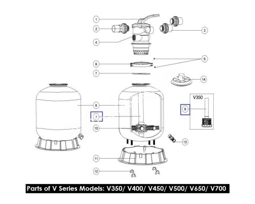 Дюзовая коробка в комп-ке с трубой для Aquaviva V450 89010105