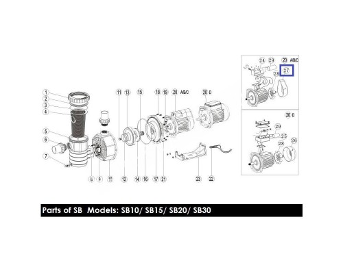 Крышка вентилятора насоса Aquaviva SB/SR20/30 (1031008)