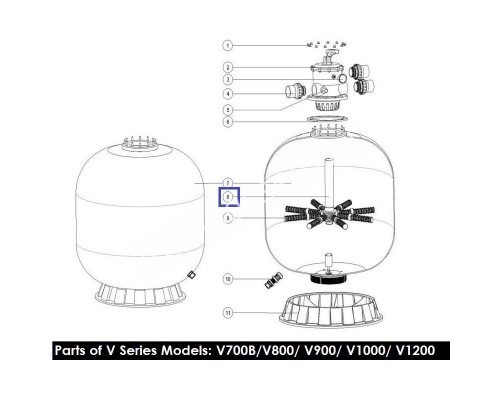 Дюзовая коробка в комп-ке с трубой для Aquaviva V800 89010607