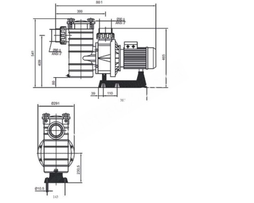 Насос Hayward HCP38253E KAP250 T1 IE3 (380В, 41 м3/ч, 2.5HP) для бассейна