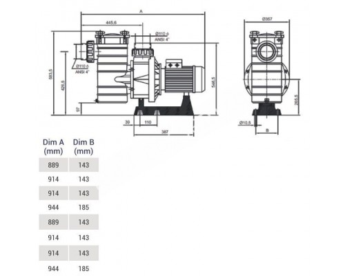 Насос Hayward HCP40753E1 KAN760 T2.B (380 В, 104.5 м3/ч, 7.5 HP) для бассейна