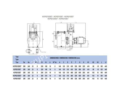 Насос Hayward HCP621253E7 (380В, 152 м3/ч, 12.5HP) для бассейна