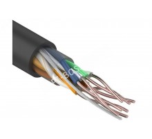 Кабель UTP 4PR 24AWG CU (медь) CAT5e PE черный OUTDOOR бухта 50 м, REXANT