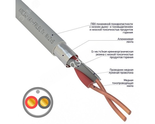 Кабель огнестойкий КПСЭнг(А)-FRLSLTx 1x2x0,50 кв мм, 200м,