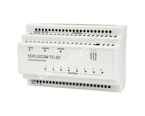 Теплоконтроллер TEPLOCOM TC-8Z для систем отопления с 8 зонами, котлом и насосом