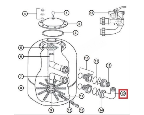 Муфта колено Hayward NCX2312063 для фильтра NC d780-900 мм