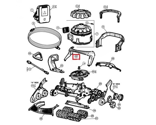 Корпус передней ручки пылесоса Hayward AquaVac 600/650 (RCX361331782237)