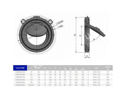 Обратный клапан межфланцевый EFFAST d225 мм (CDPCKD2250)