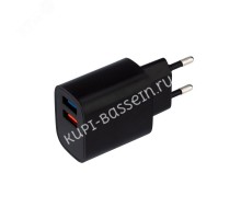 Устройство сетевое зарядное 2 x USB, 5V, 2.4 A, черное,