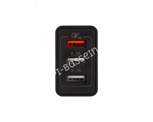 Устройство сетевое зарядное-переходник 3xUSB адаптер, 30W черное,