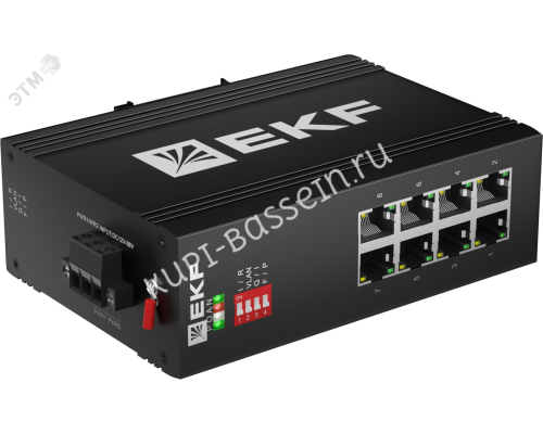 Коммутатор промышленный неуправляемый U-8GTP, 8 портов 10/100/1000Base-T(X) RJ45 c PoE, монтаж на динрейку TSX EKF