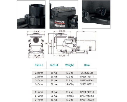 Насос Hayward Max-Flo XL SP2315XE223 (380В, 1,5HP) для бассейна