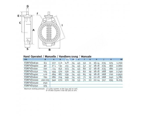 Дисковый затвор EFFAST d160мм (FDRFVD1600) для бассейна