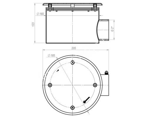 Донный слив под лайнер Aquaviva 2'', AISI 304 (D165 мм) для бассейна
