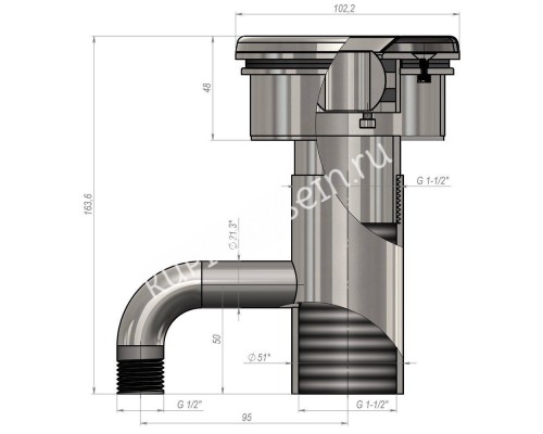 Форсунка гидромассажная Aquaviva, AISI 304 (8 м3/ч) для бассейна