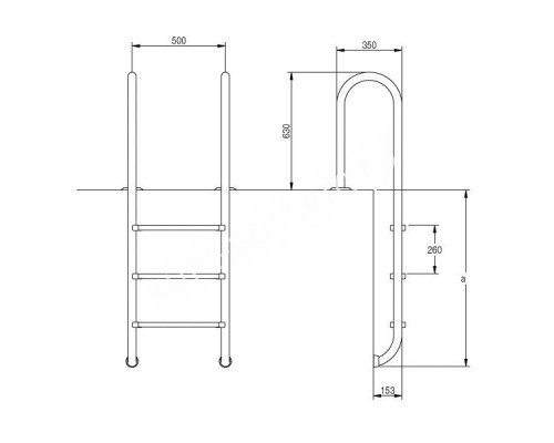 Лестница Hayward Muro AISI 316 (5 ступеней) для узкого борта бассейна