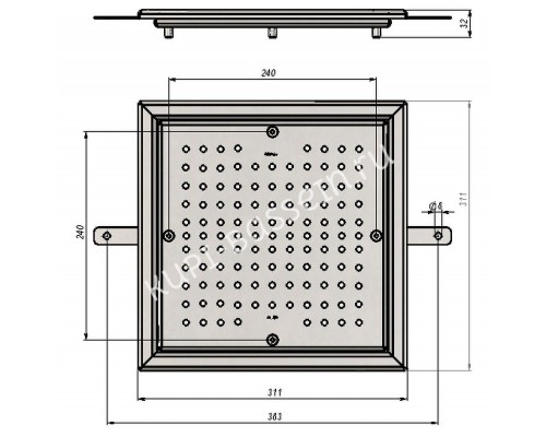 Решетка донного слива Aquaviva, 300*300мм, бетон, AISI-304