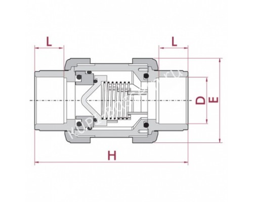 Обратный клапан ПВХ O 75 1,0 Мпа для бассейна