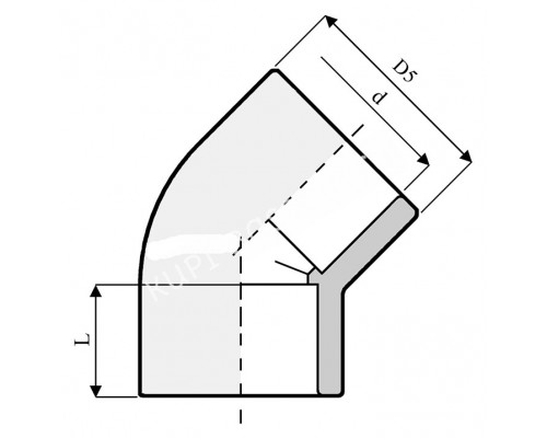 Угол 45 ПВХ 1,0 МПа d_ 75мм