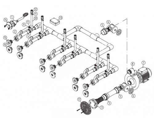 Основной комплект Standard, RG-бронза, 6 форсунок, для бетон.бас. насос-1,5 кВт, 230 В